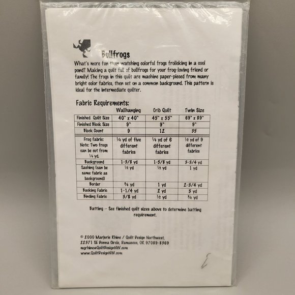 Bullfrogs Twin Quilt Pattern Multiple Sizes Wall Hanging Twin or Crib Quilt - Picture 3 of 4